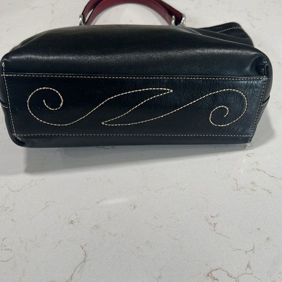 Brighton Jodi Black Leather Embroidered Heart Toile Liner Silver Filagree Bag - Picture 3 of 8